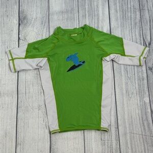 Boys Green & White Shark Surfing Rash Guard - Size 3T